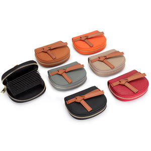 Andong Genuine Cow Leather Small Coin <b>Purse</b> <b>Slim</b> Thin Zipper Card Holder Short Wallet for Women Colorblock Belt <b>Purses</b> Bag - Product Image 1