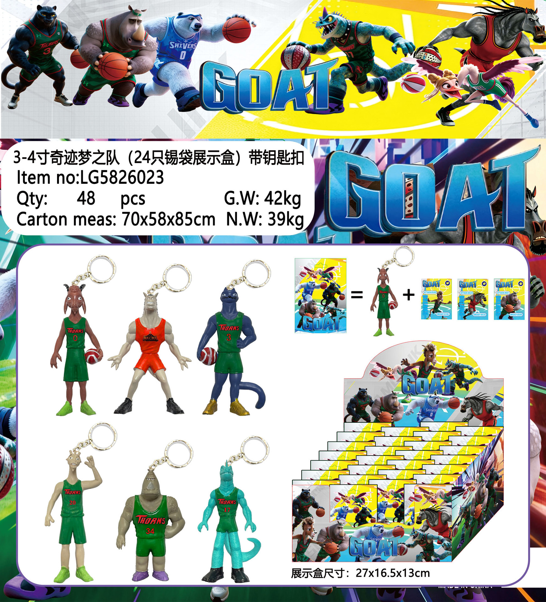 Boîte de présentation colorée 24 avec pendentif, sac en étain + carte/48 pièces/boîte