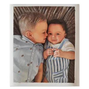 High Quality Hand Painted Realistic Photograph Kids Figure Custom Portrait Painting From Photo