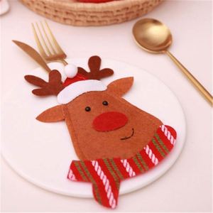 Santa Reindeer <b>Christmas</b> New Year Eco-Friendly Non-Woven Fabrics Pocket Fork Knife Cover Cutlery Holder Bag Home Decoration - Product Image 4