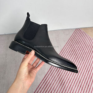 Goodyear bentivegna Hand Welt Shoes Italia Botas de cuero de vaca hombres formal <span class=keywords><strong>Chelsea</strong></span> botines Zapatos fábrica Suela de cuero genuino - Product Image 5