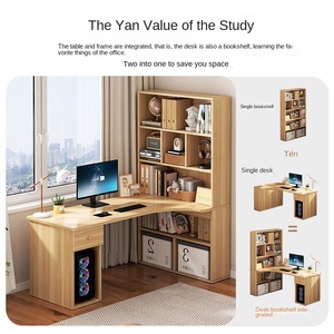 Table de bureau moderne pour ordinateur Bureau d'angle pour la maison Étagère intégrée Seau Cabinet pour étudiant Écriture Apprentissage pour Simple - Product Image 4