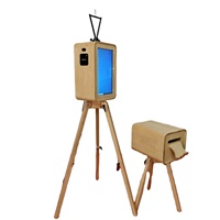 Nouvelle conception de photomaton rétro multifonctionnel en bois, design double face, photomaton en libre-service avec appareil photo reflex numérique