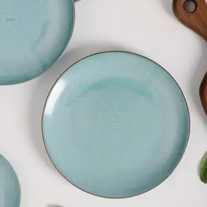 板材陶瓷餐具供应商现代风格耐粉色陶瓷板哑光琉璃盘餐厅瓷器