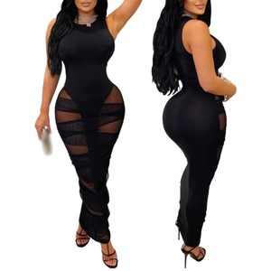 เดรสยาวพิมพ์ลายดิจิทัลสุดเซ็กซี่ขายดี แต่งผ้าตาข่ายซีทรู ทรงเข้ารูป เหมาะสำหรับออกงานกลางคืน แฟชั่นสำหรับผู้หญิง - Product Image 1