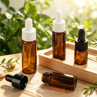 Flacons compte-gouttes en verre ambré, flacons d'huile essentielle anti-lumière, contenants vides pour sérum liquide et emballages cosmétiques pour soins de la peau