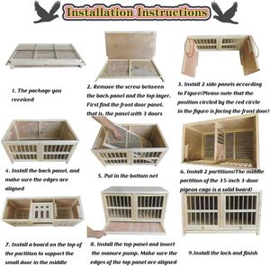 Petop houten duivenhok met opklapbare deuren en verplaatsbare scheidingswand voor wedstrijduiven nestkast dennenhout kippenhok 35 inch - Product Image 6