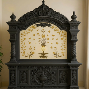 Elegant Carved Teak Wood Pooja Mandir For Home Custom Luxury Solid Wood Pooja Mandir Manufacturer & Exporter At Wholesale Price - Product Image 4
