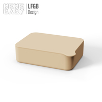 Boîte à lunch rectangulaire pour enfants en silicone de qualité alimentaire certifiée LFGB sans BPA avec couvercles en silicone, boîte à lunch crème