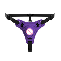 Yanse - Dildo realista de TPE y cuero con correa, juguete sexual lésbico, consolador grande de goma impermeable, rojo/morado/rojo rosado, 11 cm