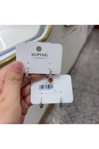 Boucles d'oreilles créoles fines en acier inoxydable plaqué or, bijoux en moissanite de qualité supérieure à prix avantageux - Product Image 4