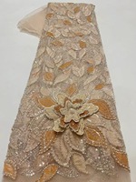 Tissu en dentelle française brodé de perles et de sequins, motif floral, pour mariage, textile africain, magnifique tissu en maille tissé 2026