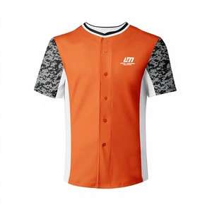 Camiseta de Béisbol Naranja para Hombre, Manga Corta, Secado Rápido, Transpirable, Poliéster, Ropa Deportiva con Cierre de Botones, Talla Grande - Product Image 4
