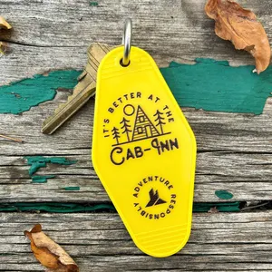 Promotional Gift It's better at the cabin outdoor inspired retro hotel keychain