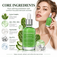 Sérum Exfoliant Doux Hydratant AHA PHA BHA pour Affiner les Pores et les Points Noirs, Sérum Exfoliant Cactox