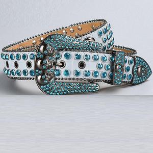 Nouvelle ceinture en cuir PU de créateur 2026, vente en gros, boucle brillante cloutée de diamants et de strass, style Bb <span class=keywords><strong>Simon</strong></span> - Product Image 6