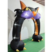 Arche gonflable géante de 9 pieds de haut pour Halloween, arche en forme de chat noir, décoration extérieure avec lumières pour fête d'Halloween