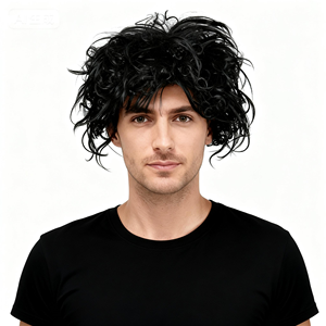 Perruque Edward <span class=keywords><strong>Scissorhands</strong></span> en gros, perruque synthétique noire pour hommes, idéale pour Halloween, cosplay, spectacles sur scène, déguisements et carnaval - Product Image 2