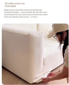 Sofá Suave y Cómodo de Algodón y Lino, Sofá Nube para Sala de Estar, Diseño <span class=keywords><strong>Nórdico</strong></span>, Tela Impermeable y Resistente a las Manchas - Product Image 3