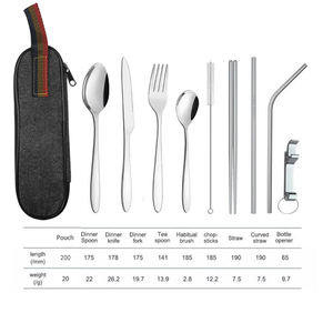 Ensemble d'ustensiles <span class=keywords><strong>de</strong></span> camping en métal couteaux portables fourchette paille cuillère baguettes ensemble <span class=keywords><strong>de</strong></span> couverts <span class=keywords><strong>de</strong></span> voyage avec mallette <span class=keywords><strong>de</strong></span> rangement - Product Image 2