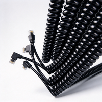 Câble Ethernet personnalisé à 8 cœurs en cuivre pur, avec connecteur RJ45 coudé à 90 degrés, câble réseau spiralé rétractable