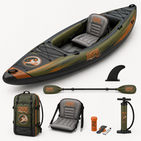 Kayak gonflable personnalisé avec logo, 2 places, pour la pêche et les excursions, avec plancher en Drop Stitch et kit d'accessoires complet
