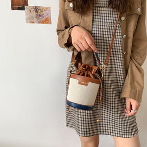 Sac seau de luxe pour femmes Style vintage bandoulière en cuir PU sac à cordon avec Closure-Z0141 à glissière - Product Image 4