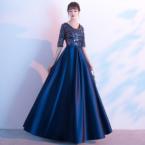 Robe de bal haut de gamme en satin pour femmes Golden Red pour <span class=keywords><strong>chorale</strong></span> Performance Host Conductor Song Chorus Competition - Product Image 4