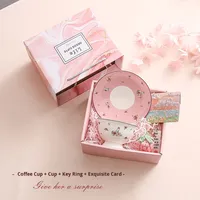 Tasse à café et soucoupe en céramique rose haut de gamme au design lapin mignon, style girly, cadeau jetable pour filles