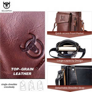 <span class=keywords><strong>Bolso</strong></span> <span class=keywords><strong>bandolera</strong></span> de cuero genuino para hombre de la marca BULLCAPTAIN con capa protectora pequeña y mediana, <span class=keywords><strong>bolso</strong></span> cruzado de piel de vaca. - Product Image 3