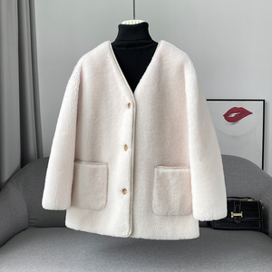 Cappotti Caldi in Pelle di Pecora per Donne e Ragazze, <span class=keywords><strong>Giacca</strong></span> in Lana d'Agnello, Soprabito Invernale Parka JT3322 - Product Image 5