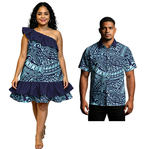 Nuevos conjuntos <span class=keywords><strong>de</strong></span> camisas <span class=keywords><strong>de</strong></span> bolsillo para hombre <span class=keywords><strong>de</strong></span> las Islas Samoanas 2026 y elegantes minivestidos hawaianos <span class=keywords><strong>de</strong></span> un solo hombro para mujer, conjuntos tribales polinesios para parejas. - Product Image 6