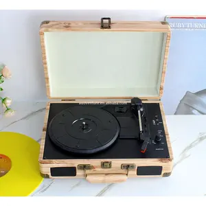 Factory Hot-sale multiple colorful portable suitcase vinyl turntable record player with speaker hifi sound with BT&USB