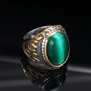 BAQUESUN rétro style punk rue <span class=keywords><strong>photo</strong></span> hip-hop flamme couleurs mélangées pierres précieuses titane acier anneau pour hommes - Product Image 4