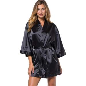 Bata Kimono de Satén para Mujer, Manga Tres Cuartos, Lencería de Seda, Ropa de Dormir Sexy, Bata de Spa, Bata de Baño para Salón, Logotipo Personalizado, Vietnam - Product Image 1