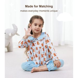 Conjunto de Pijama de Fibra de Bambú para Niñas Pequeñas, Personalizado, Manga Larga, Top con Volantes y Pantalones, Ropa de Dormir de 2 Piezas, Conjuntos de Otoño, 2T-6Años - Product Image 3