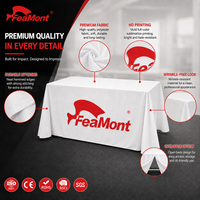 Nappe de table publicitaire personnalisée FEAMONT avec logo, 4ft, 6ft, 8ft, pour présentation en magasin, promotion, vente en gros, usine