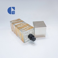 Botella de Perfume Cuadrada Alta de Lujo, 100 ml, Vacía, Recargable, con Pulverizador, Envase de Vidrio de 100 ml con Tapa