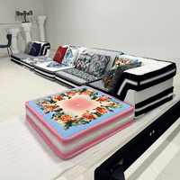 Canapés modulaires d'angle modernes faits à la main en tissu velours réglables, avec housse en chenille, pour villa, canapé de sol en éponge