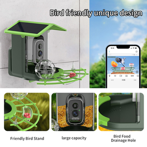 Icsee สมาร์ทโดมนกป้อนนกกันน้ำบ้านนก WIFI แบตเตอรี่พลังงานแสงอาทิตย์มุมมองระยะไกลกล้องมองกลางคืนเซ็นเซอร์ CMOS - Product Image 3