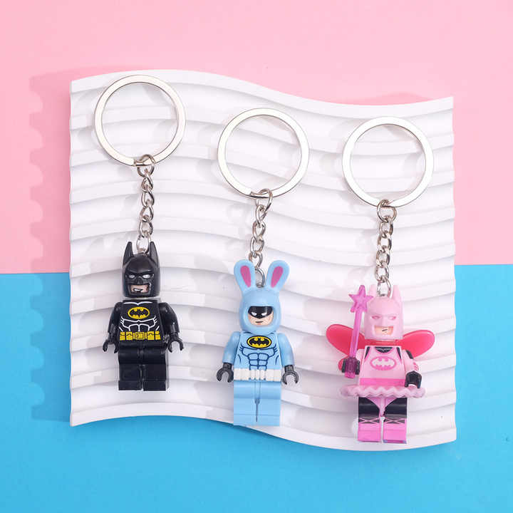 Cartoon Anime Building Block Keychain Alloy Key Ring Couple Building ...