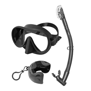 Juego de máscara de esnórquel de fábrica con tubo de esnórquel de buceo de alta calidad y gafas Traje DE BUCEO negro para adultos para mujeres adultas