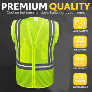 Nouveaux gilets de sécurité haute visibilité en maille respirante pour le travail en extérieur, la construction, réfléchissants, jaunes fluorescents - Product Image 6