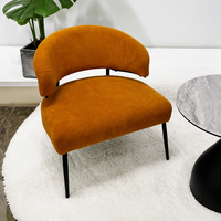 Fauteuil barillet moderne en velours, rembourré, avec pieds en fer noir, assise ergonomique pour salon, chambre et hôtel