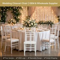 Chaise de mariage Chiavari démontable blanche/dorée en résine dorée pour hôtels, salles de banquet et événements