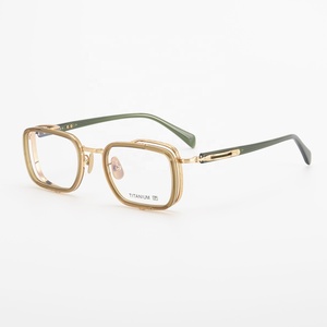 Montatura per Occhiali di Lusso <span class=keywords><strong>in</strong></span> Titanio Puro Intagliata a Mano, Montatura Semi-Rimless <span class=keywords><strong>in</strong></span> Acetato Italiano di Alta Qualità per Miopia - Product Image 1