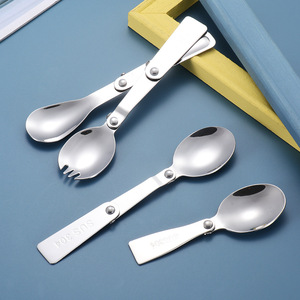 Cuillère et fourchette pliantes en acier inoxydable 304, couverts portables pour le camping en plein air, pour les étudiants, pour les voyages - Product Image 3