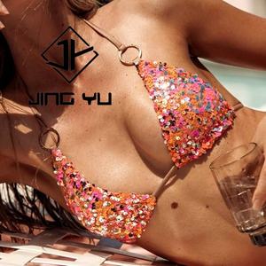 Manufacturer Beachwear Sexy Bikini Custom Design Shiny Sequin Luxury Bikini Two Piece Set Women - Product Image 4