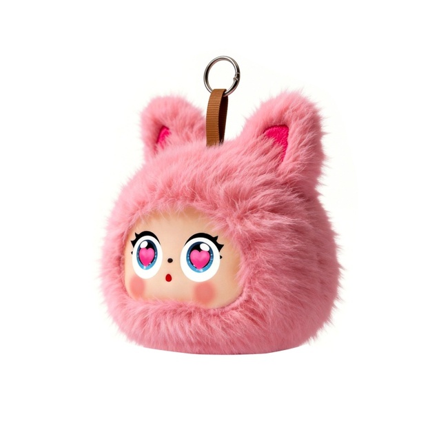 Pink Rabbit Bluetooth Speaker with 2-Inch Display Plush Keychain 5W Portable Wireless Loudspeaker Bluetooth 5.3 TF&Radio