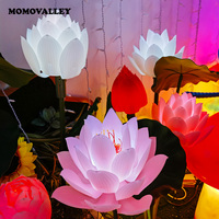 Lumière LED cinétique Momovalley en forme de lotus, étanche, à épanouissement dynamique, fleur artificielle pour la décoration de jardin extérieur et de paysage